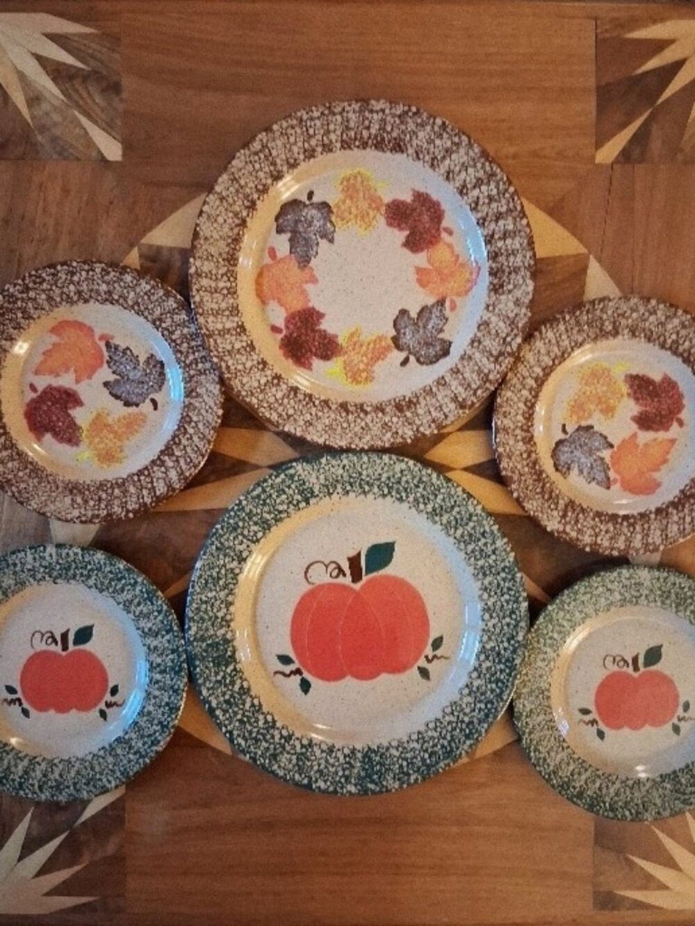 Three Rivers Pottery Vintage Stoneware-  Fall themed 2 set (6 dishes)